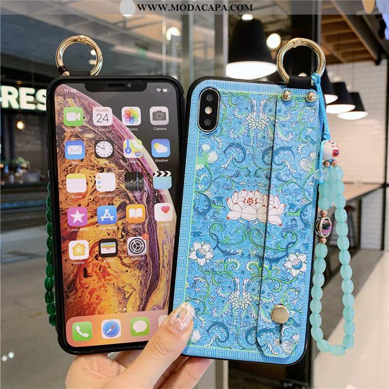 Capa iPhone Xs Silicone Wrisband Telemóvel Suporte Braceletes Vintage Soft Barato