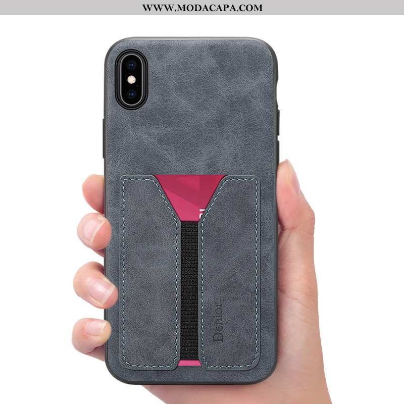 Capas iPhone Xs Carteira Couro Telemóvel Cases Cinza Comprar