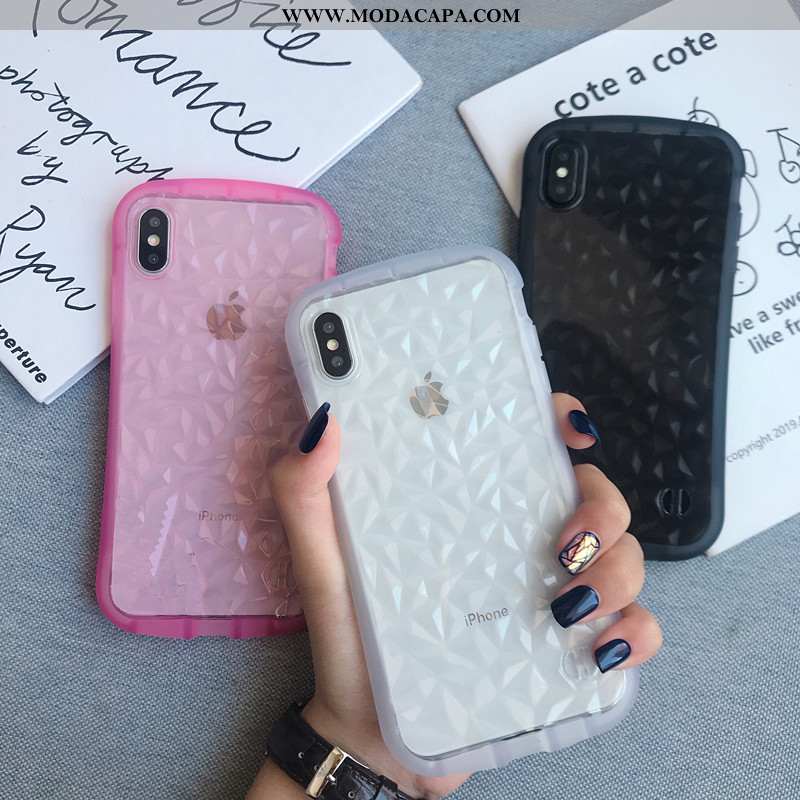 Capas iPhone Xs Protetoras Completa Soft Silicone Quadriculada Personalizada Telemóvel Venda