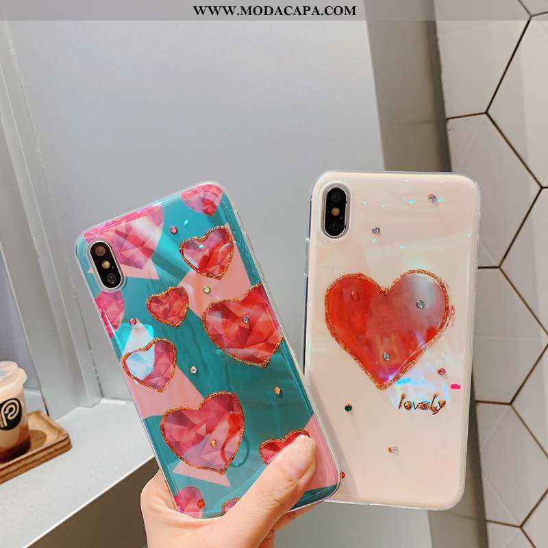 Capas iPhone Xs Criativas Strass Coração Personalizada Telemóvel Nova Completa Comprar