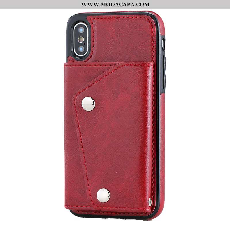 Capa iPhone Xs Silicone Estilosas Nova Couro Vermelho Tendencia Capas Baratas