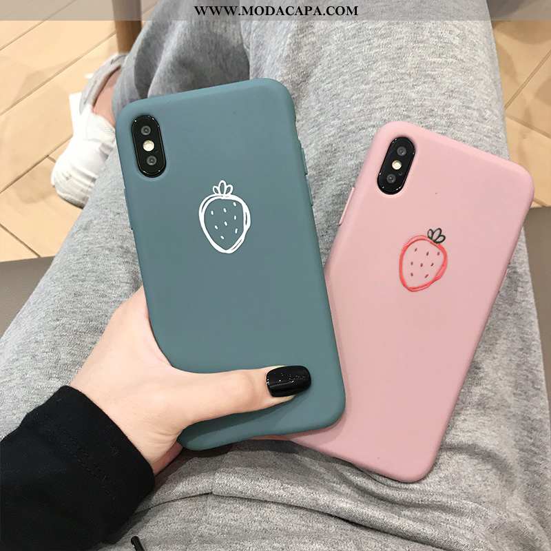 Capa iPhone Xs Protetoras Telemóvel Casal Cases Soft Novas Moranguinho Baratas