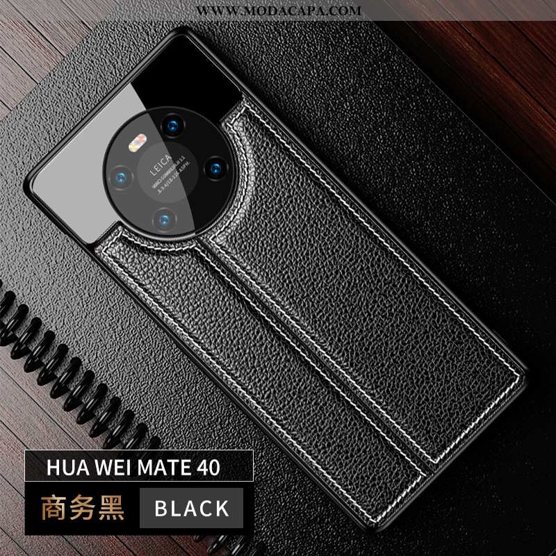 Capa Huawei Mate 40 Tendencia Telemóvel Couro Antiqueda Completa Novas Preto Online