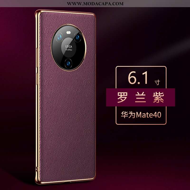 Capas Huawei Mate 40 Protetoras Completa De Grau Roxa Luxo Telemóvel Couro Genuíno Online