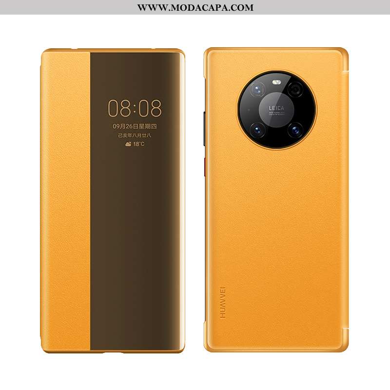 Capas Huawei Mate 40 Pro Couro Silicone Couro Transparente Legitimo Laranja Telemóvel Novas Venda