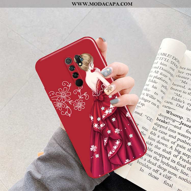 Capas Xiaomi Redmi 9 Silicone Completa Protetoras Tendencia Telemóvel Vermelho Pintado Barato