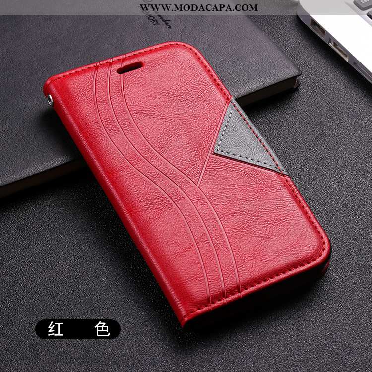 Capa Xiaomi Redmi 9 Couro Cover Grande Moda Vermelho Pequena Antiqueda Promoção