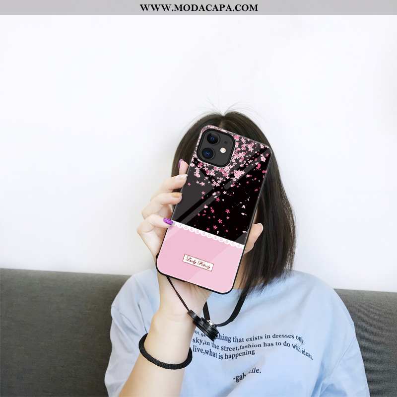 Capa iPhone 12 Mini Bonitos Personalizada Florido Protetoras Vidro Tendencia Preto Baratas