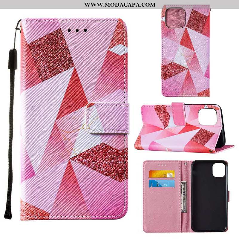 Capa iPhone 12 Pro Max Couro Rosa Cases Telemóvel Suporte Antiqueda Capas Barato