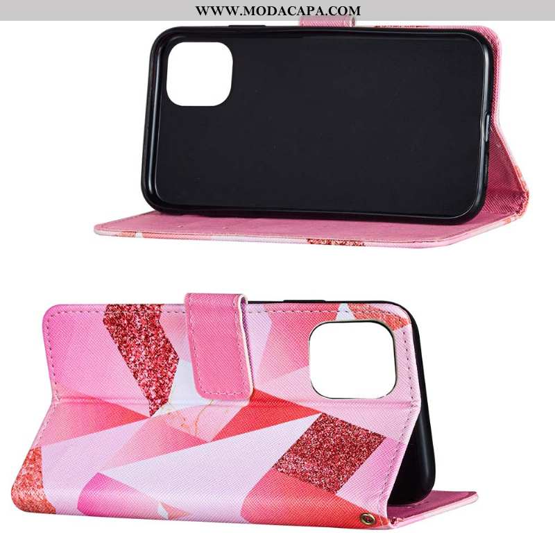 Capa iPhone 12 Pro Max Couro Rosa Cases Telemóvel Suporte Antiqueda Capas Barato