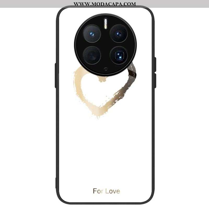 Capa De Celular Para Huawei Mate 50 Pro Coração De Vidro Temperado