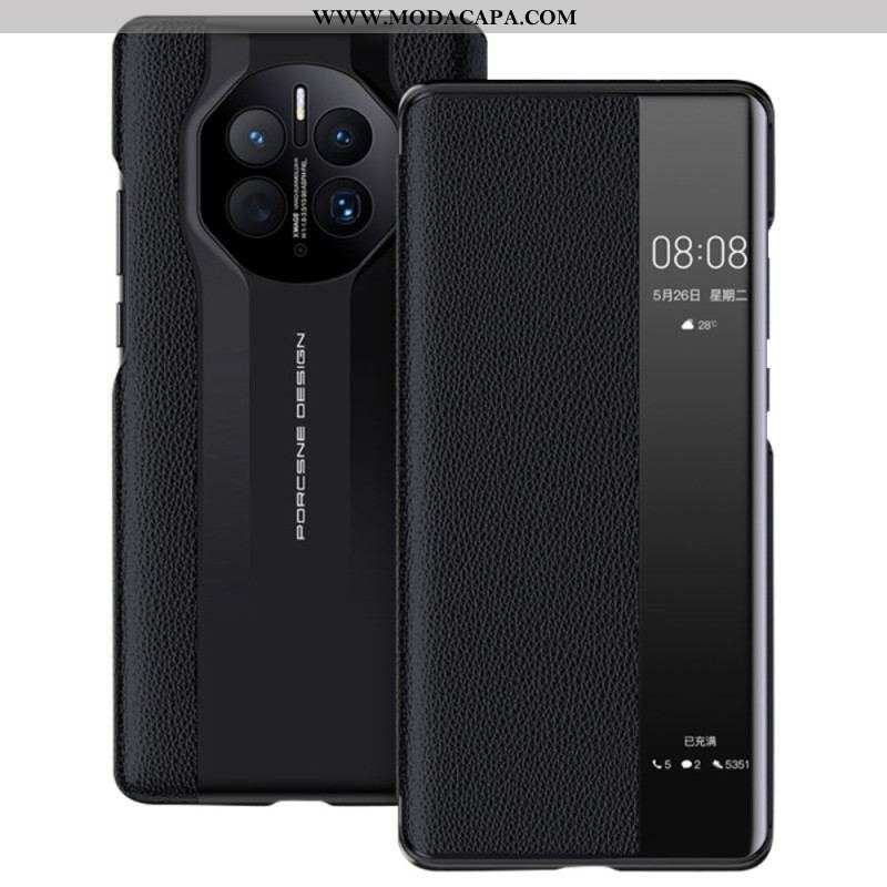 Capa De Celular Para Huawei Mate 50 Pro Couro Sintético De Lichia