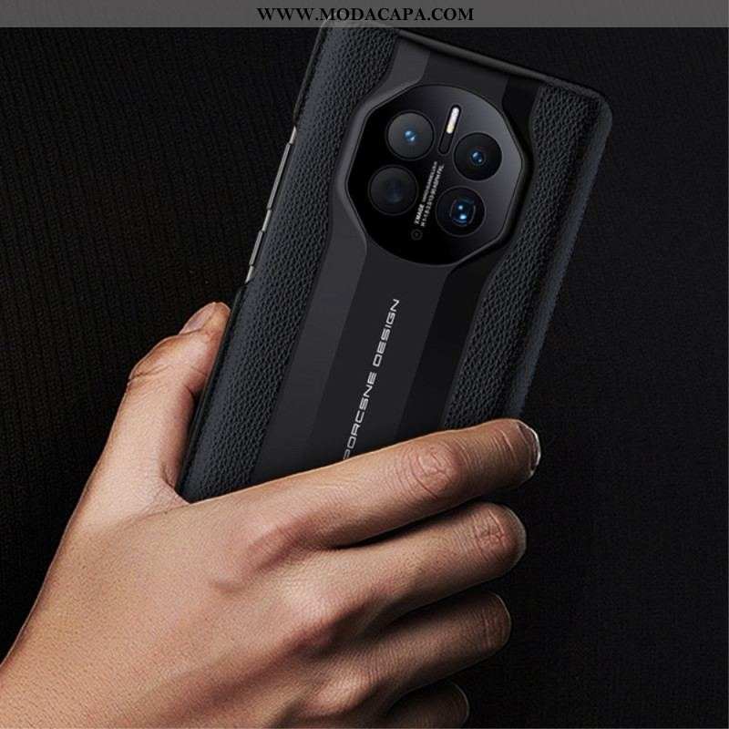 Capa De Celular Para Huawei Mate 50 Pro Couro Sintético De Lichia