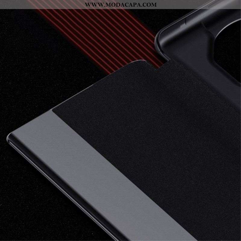 Capa De Celular Para Huawei Mate 50 Pro Couro Sintético De Lichia