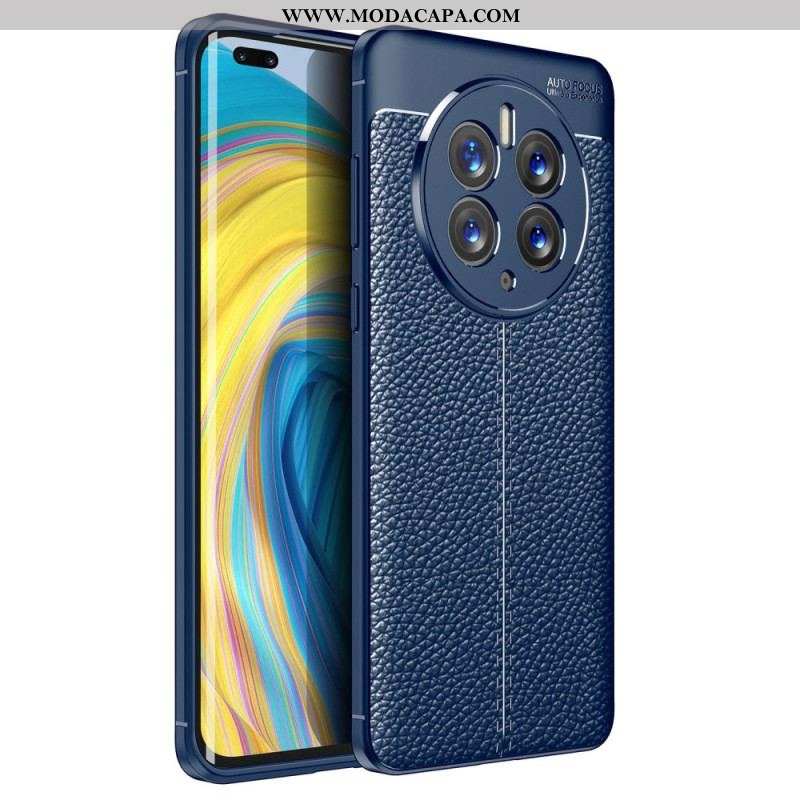 Capa Para Huawei Mate 50 Pro Linha Dupla Efeito Couro Litchi