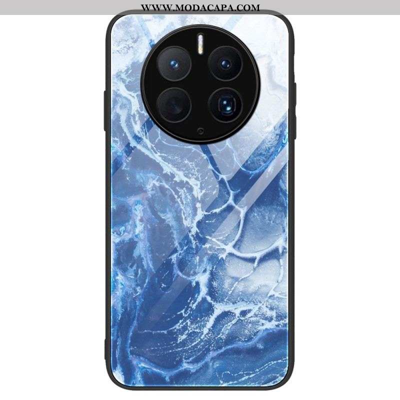 Capa Para Huawei Mate 50 Pro Elegante Vidro Temperado De Mármore