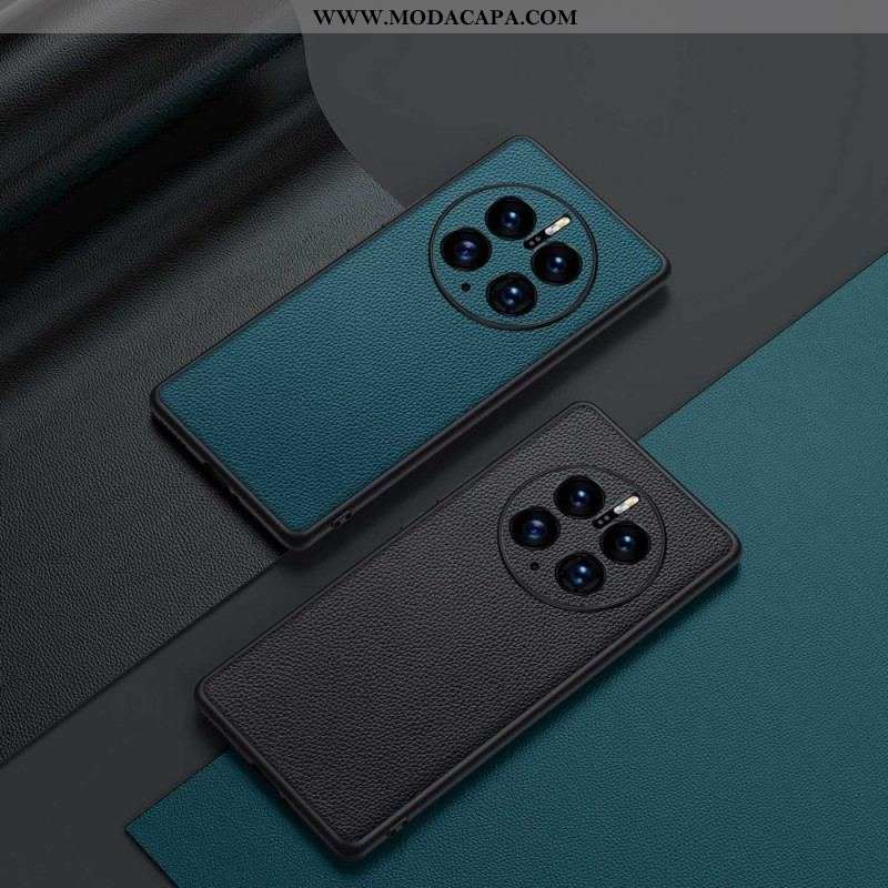 Capa Para Huawei Mate 50 Pro Couro Lichia Genuíno