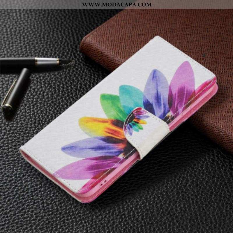 Capa Flip Para Huawei P50 Flor Aquarela