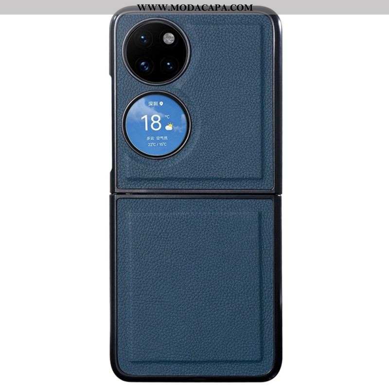 Capa Para Huawei P50 Pocket Design De Couro Genuíno