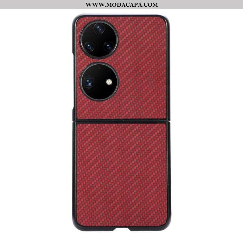 Capa Para Huawei P50 Pocket Fibra De Carbono Texturizada