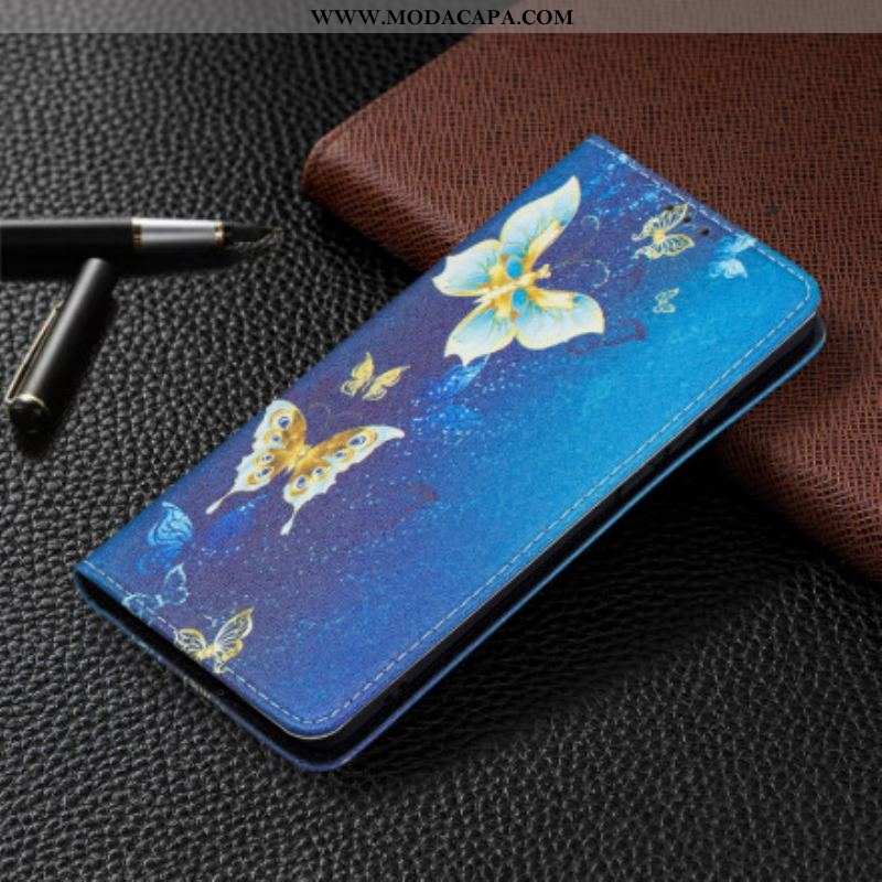 Capa De Celular Para Huawei P50 Pro Flip Borboletas Coloridas