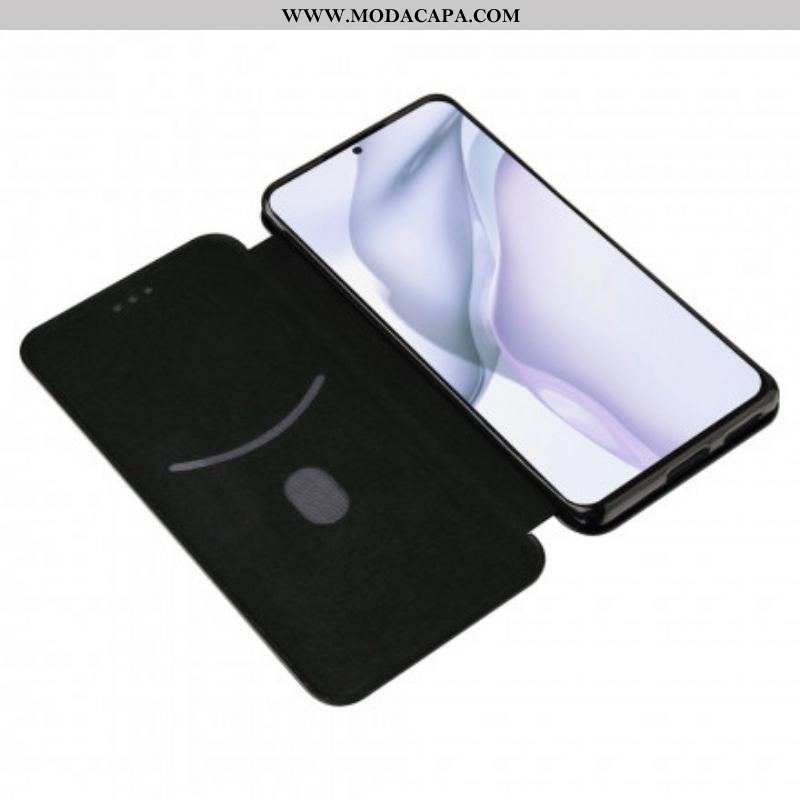 Capa De Celular Para Huawei P50 Pro Flip Fibra De Carbono