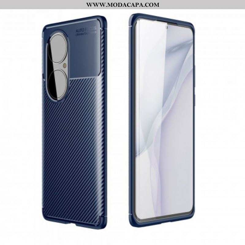 Capa Para Huawei P50 Pro Textura Flexível De Fibra De Carbono