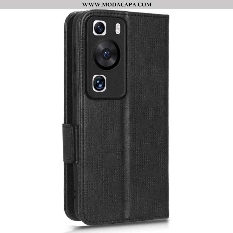 Capa Folio Para Huawei P60 Pro Triângulos Com Alça