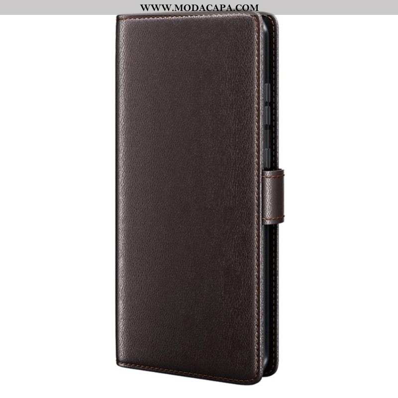 Capa Folio Para Huawei P60 Pro Couro Genuíno