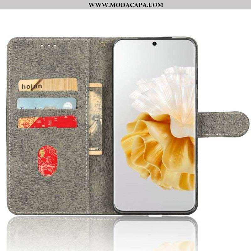 Capa Flip Para Huawei P60 Pro Rfid Clássico Com Cordão