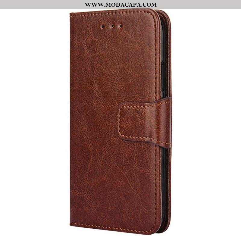 Capa Flip Para Huawei P60 Pro Couro Sintético Retrô