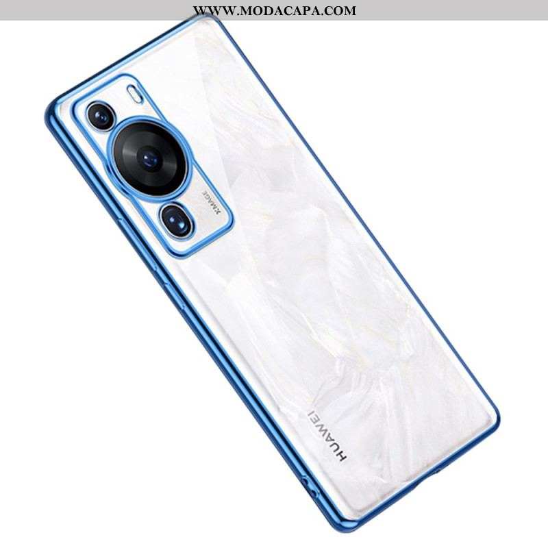 Capa Para Huawei P60 Pro Bordas Estilo Metal Transparente Sulada