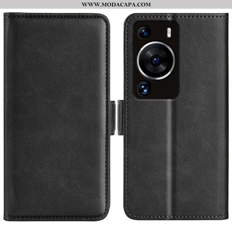 Capa Flip Para Huawei P60 Pro De Couro Aba Dupla