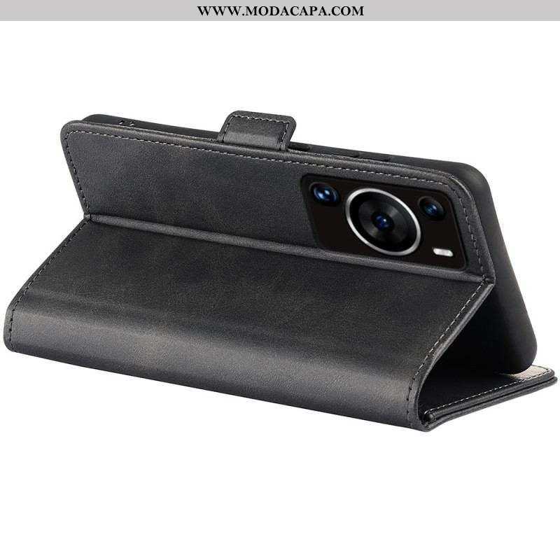 Capa Flip Para Huawei P60 Pro De Couro Aba Dupla