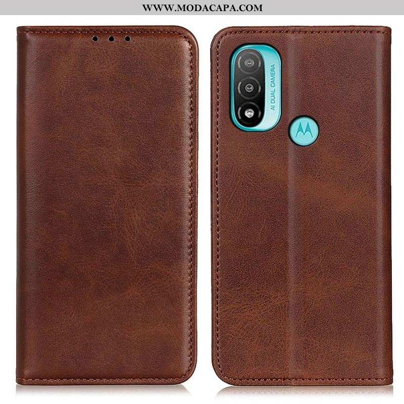 Capa De Celular Para Moto E40 / E30 / E20 Flip Couro Rachado Elegância