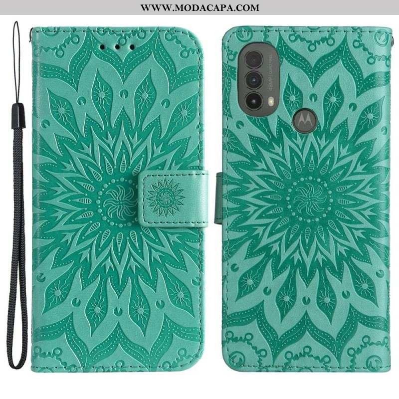 Capa Folio Para Moto E40 / E30 / E20 Flor Do Sol