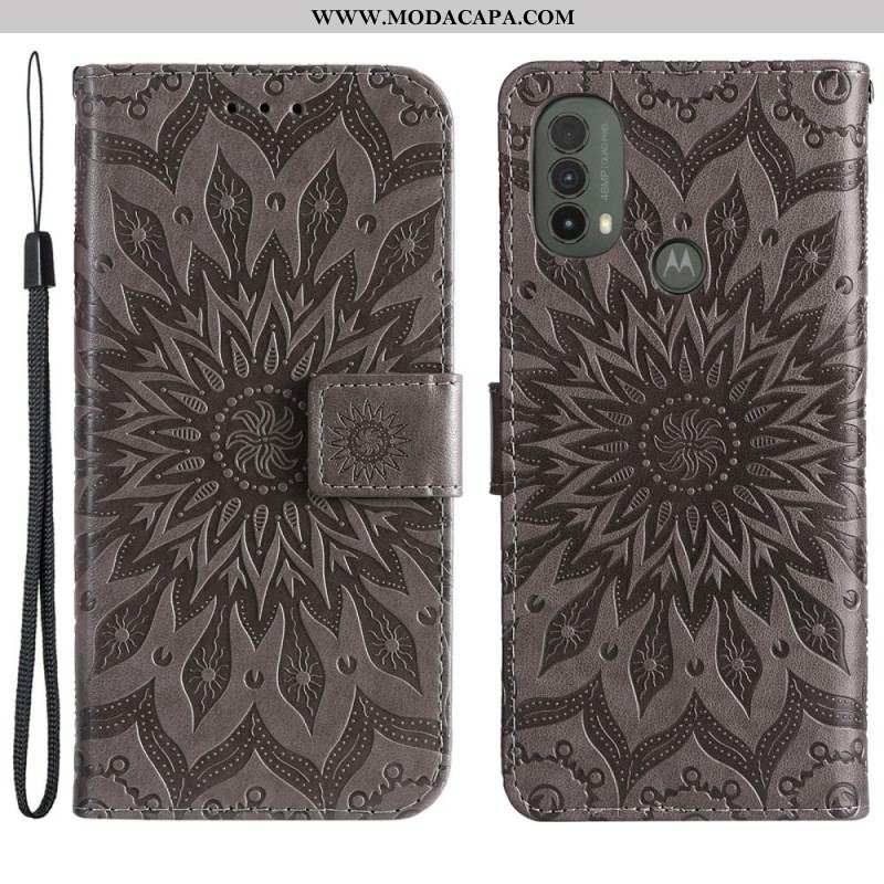 Capa Folio Para Moto E40 / E30 / E20 Flor Do Sol