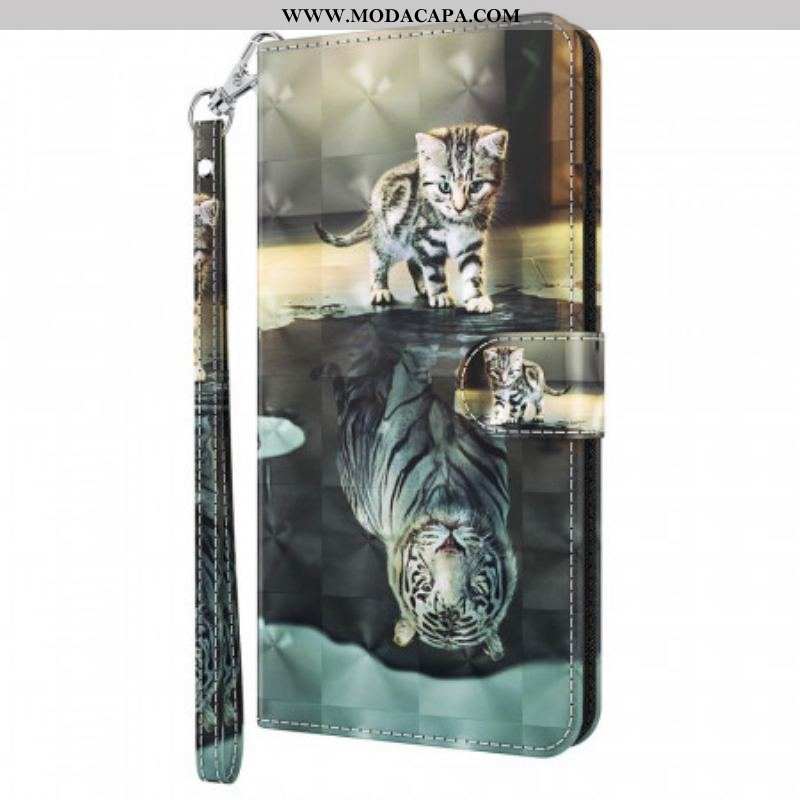 Capa De Couro Para Moto E40 / E30 / E20 Ernesto O Tigre