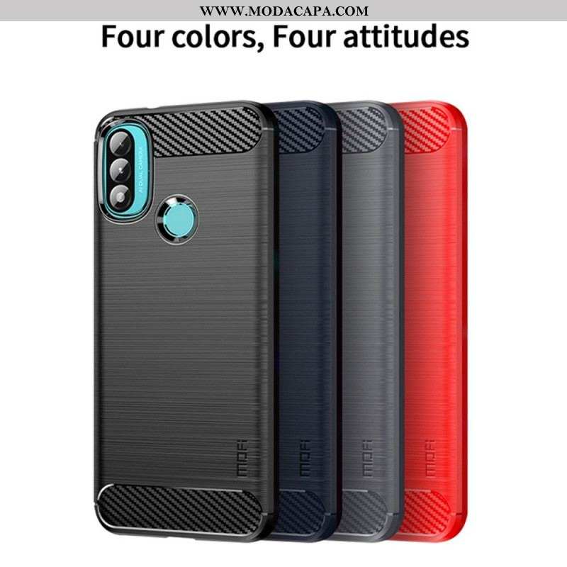 Capa Para Moto E40 / E30 / E20 Fibra De Carbono Escovada Mofi