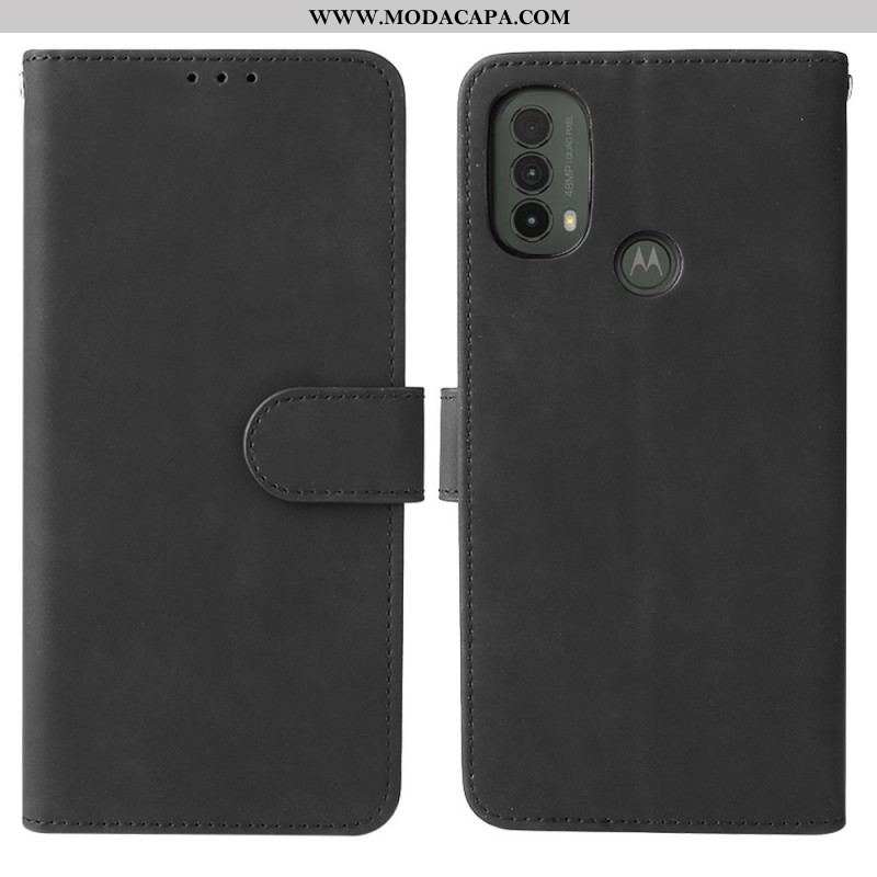 Capa Flip Para Moto E40 / E30 / E20 Toque De Pele