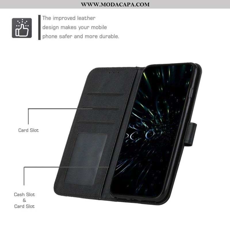 Capa Folio Para Moto E40 / E30 / E20 De Cordão Strappy Geo Leather Effect