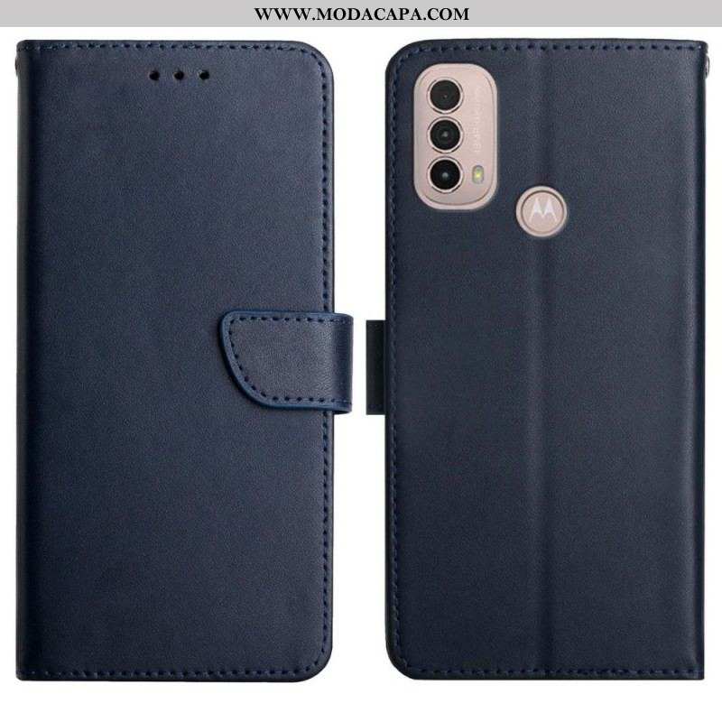 Capa Flip Para Moto E40 / E30 / E20 Couro Napa Genuíno