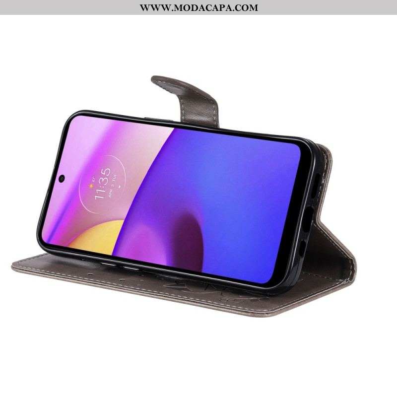 Capa Folio Para Moto E40 / E30 / E20 De Cordão Gato E Abelha Com Cordão