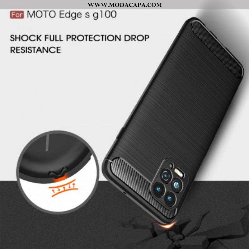 Capa De Celular Para Moto G100 Fibra De Carbono Escovada