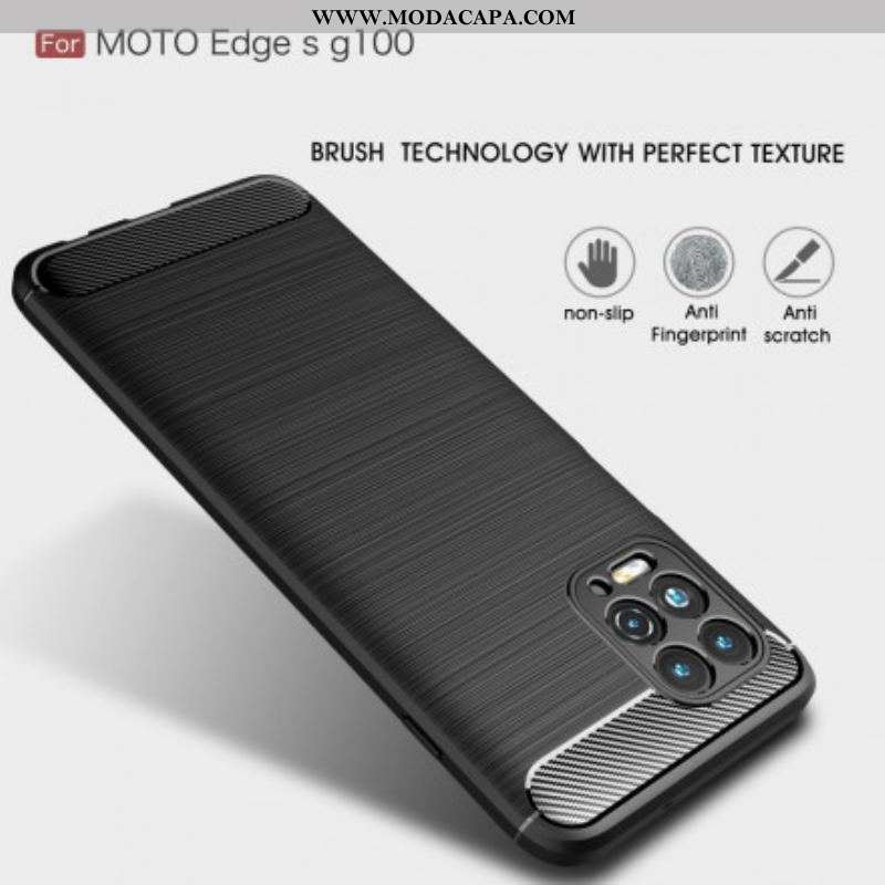 Capa De Celular Para Moto G100 Fibra De Carbono Escovada