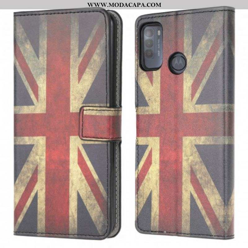 Capa Flip Para Moto G50 Bandeira Da Inglaterra