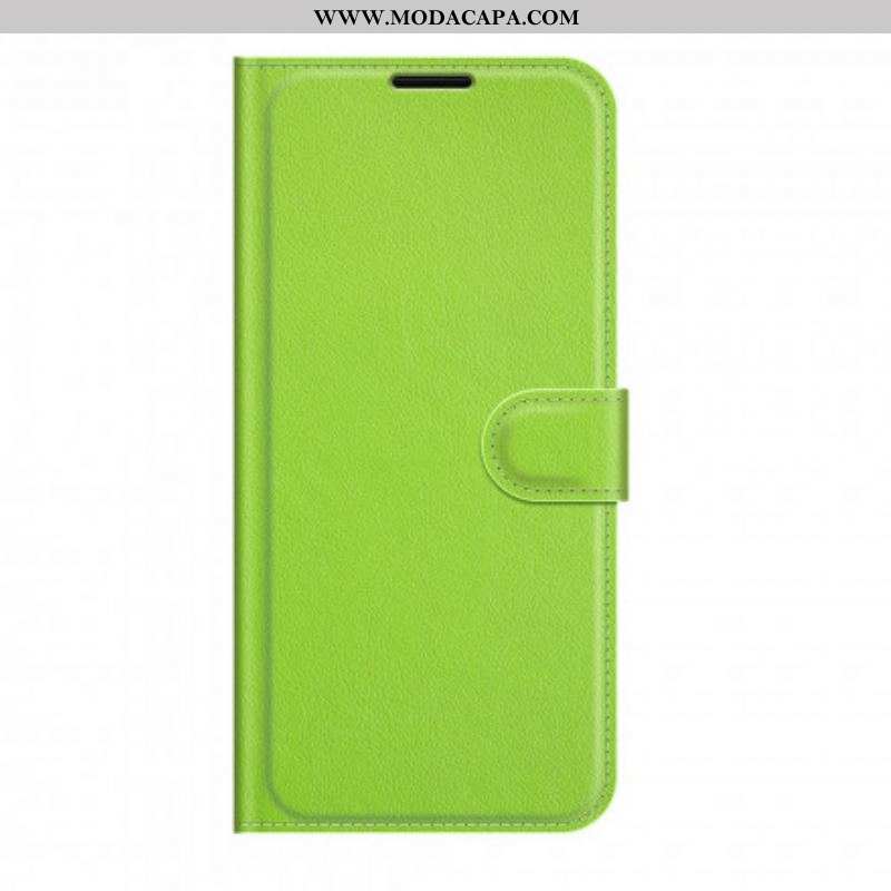 Capa De Couro Para Moto G50 Efeito Lichia Clássico