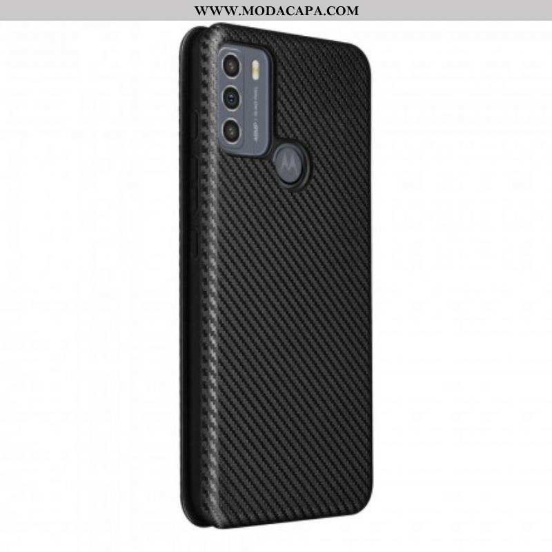 Capa De Celular Para Moto G50 Flip Silicone Carbono