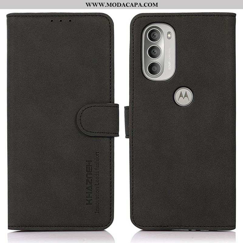 Capa Flip Para Moto G51 5G Khazneh Moda Efeito Couro