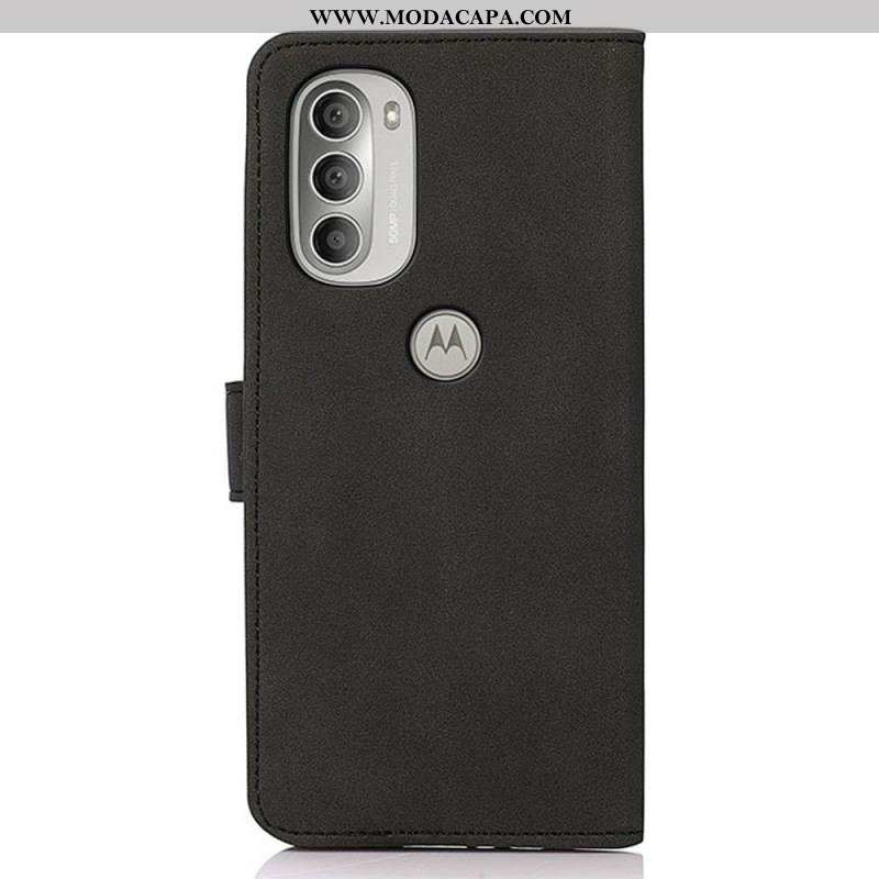 Capa Flip Para Moto G51 5G Khazneh Moda Efeito Couro